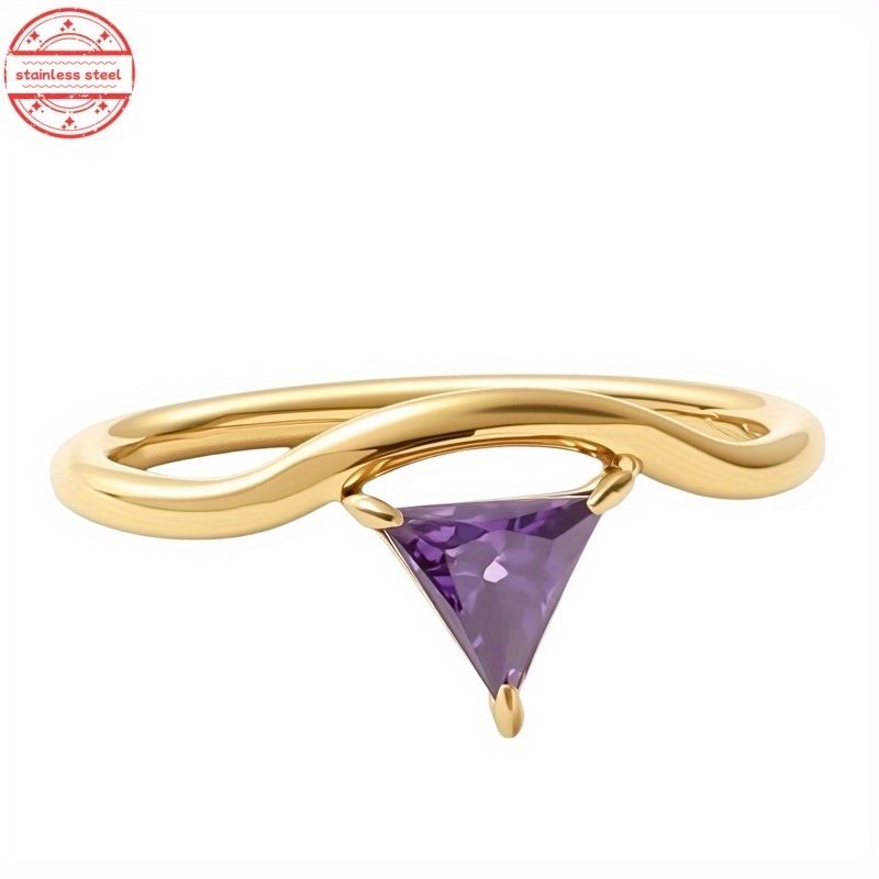 Fashion Elegant December Stainless Steel Triangle Ring